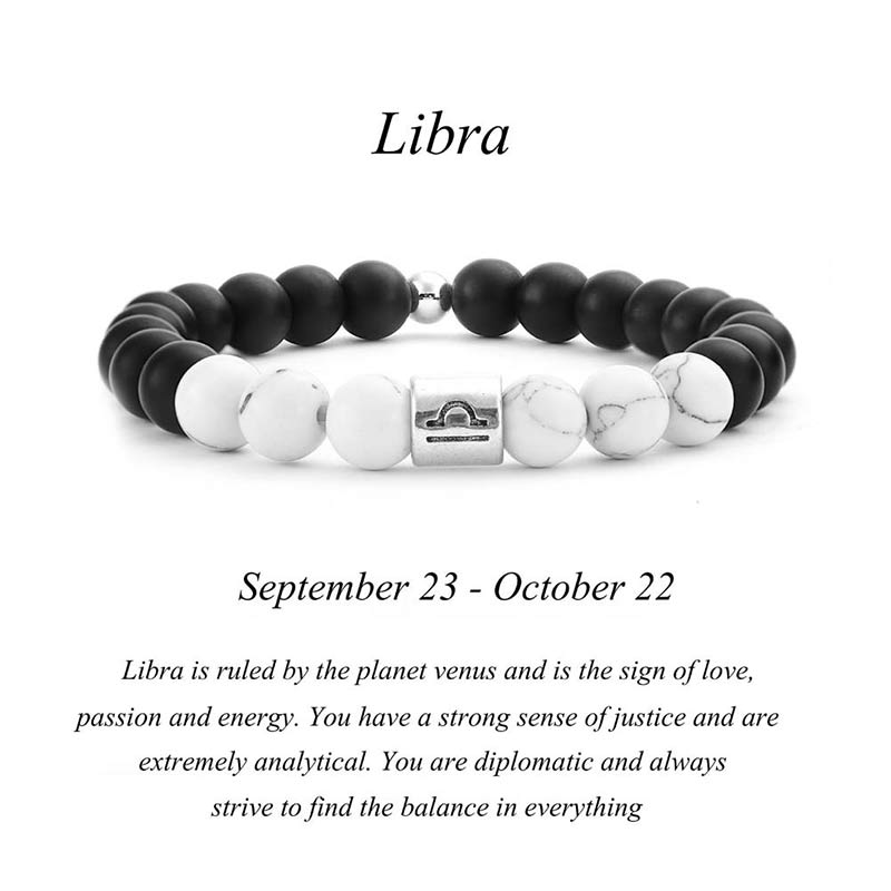 Pulsera de la fortuna con cuentas de turquesa blanca, piedra esmerilada Natural, 12 constelaciones del zodíaco , Buddha Stones