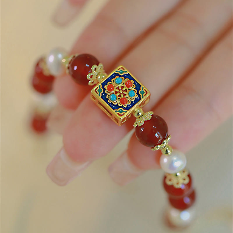 Pulsera Autoaceptación Confianza Perla Ágata Roja Buddha Stones