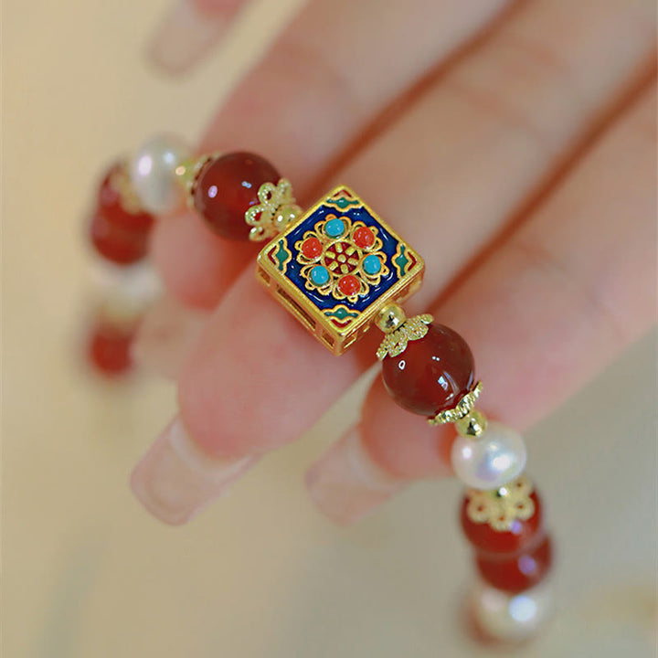 Pulsera Autoaceptación Confianza Perla Ágata Roja Buddha Stones