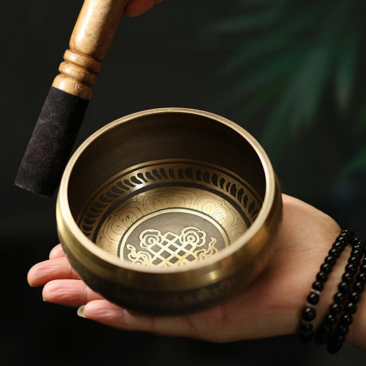 Cuenco con sonido de meditación tibetana con Buddha Stones hecho a mano para curación y atención plena, juego de cuencos para cantar