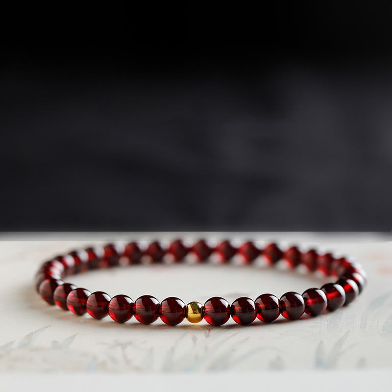 Pulsera de protección con granate natural y pez Koi de oro 999 de Buddha Stones - Cuentas de granate y oro de 5 mm - 17 centímetros - image 11