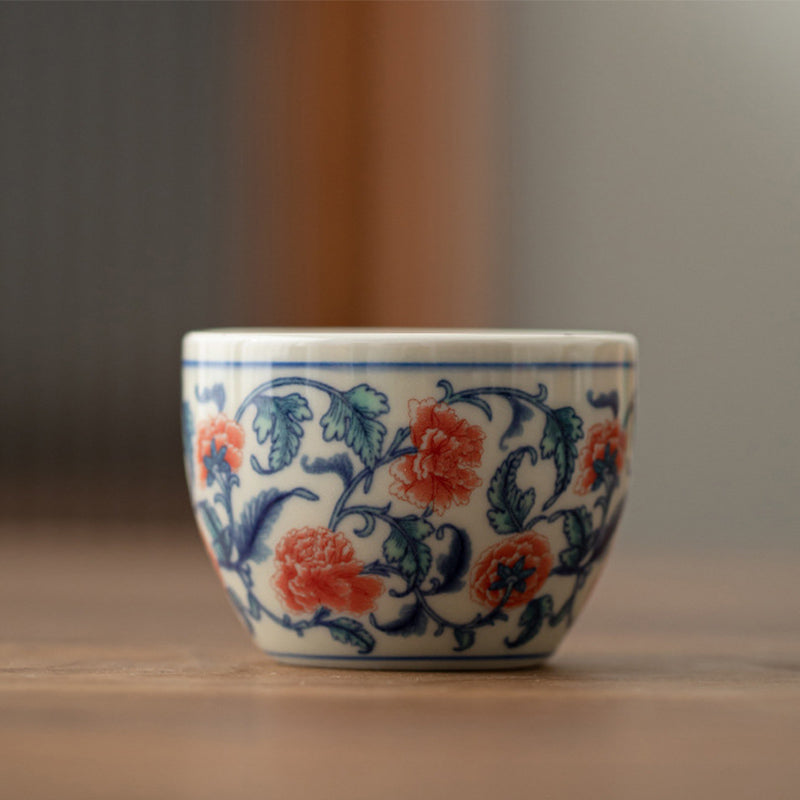 Taza de té de Buddha Stones, pez Koi, Arowana, peonía, girasol, taza de té de Kung Fu, 60ml