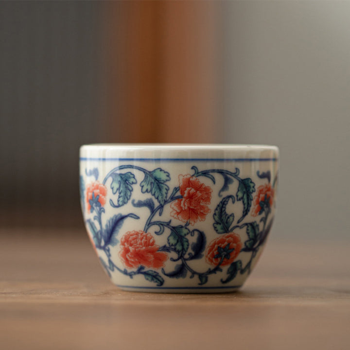 Taza de té de Buddha Stones, pez Koi, Arowana, peonía, girasol, taza de té de Kung Fu, 60ml