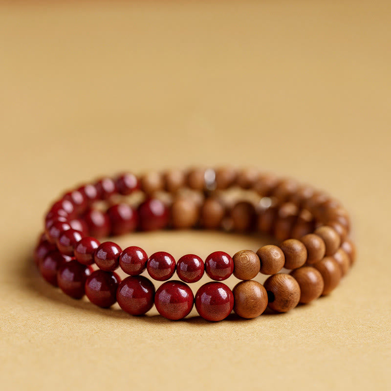 Pulsera de cinabrio de madera de melocotón de plata de ley 925 con Buddha Stones para protegerse de los malos espíritus - image 1