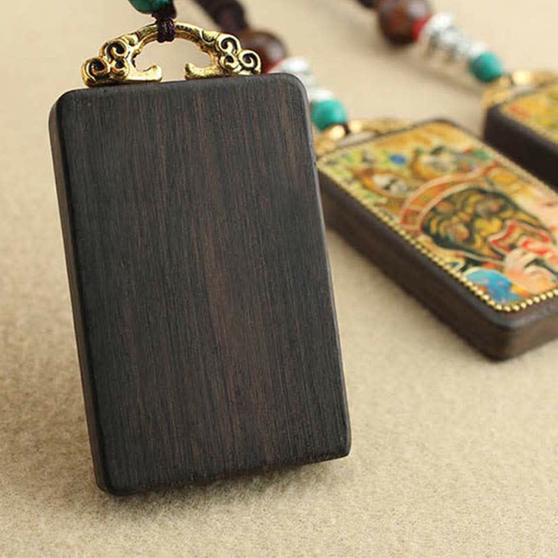 Colgante de collar de paz de ébano Thangka, dios de la riqueza del Tíbet, Buddha Stones - image 18