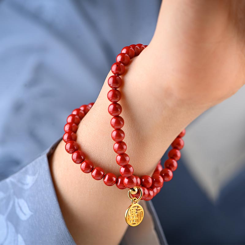 Collar de pulsera de la suerte de aventurina verde cinabrio tibetano con Buddha Stones