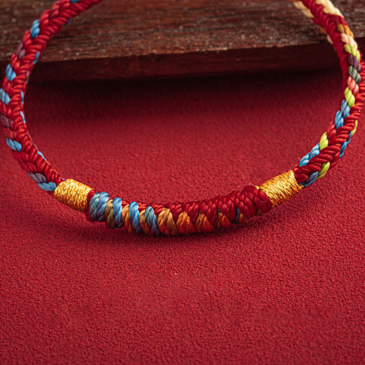 Buddha Stones Pulsera multicolor con Que estés seguro y afortunado en el próximo año