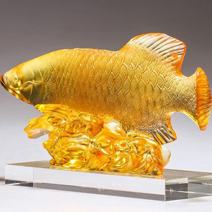 Pieza de arte hecha a mano de Liuli Crystal Koi Fish, decoración para el hogar y la Oficina