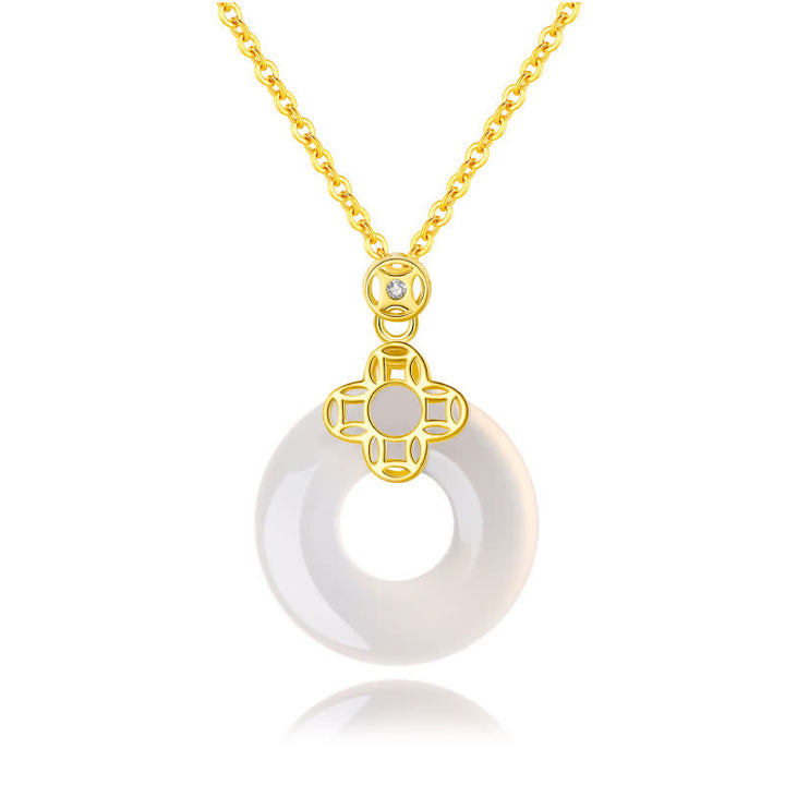 Colgante positivo del collar de la hebilla de la paz de la moneda de la calcedonia de la plata esterlina 925 - image 4