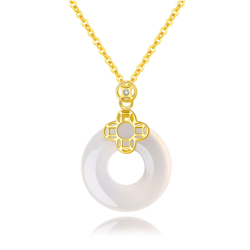 Colgante positivo del collar de la hebilla de la paz de la moneda de la calcedonia de la plata esterlina 925 - image 4