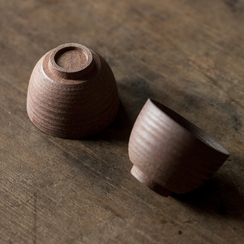 Taza de té de cerámica marrón Retro hecha a mano con Buddha Stones, taza de té de Kung Fu