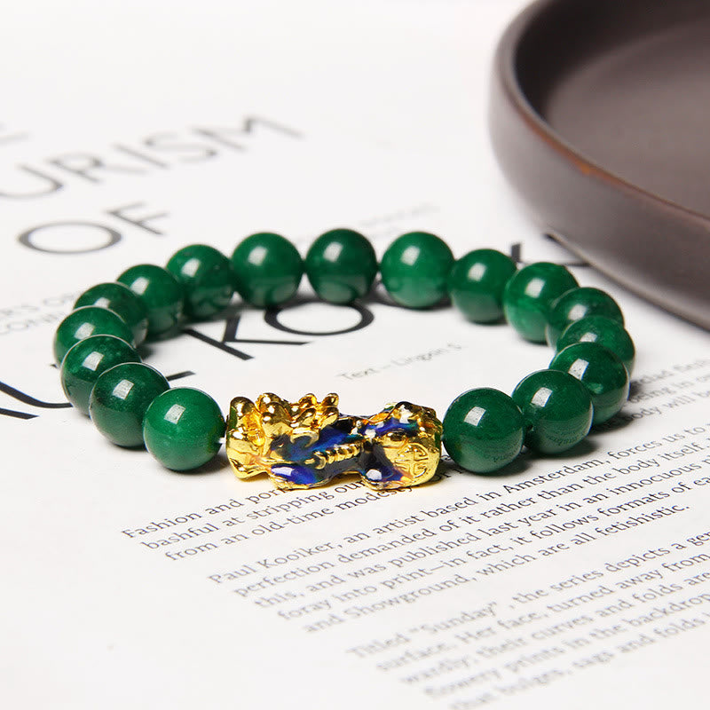 Pulsera de protección de la abundancia de jade Pixiu de Buddha Stones