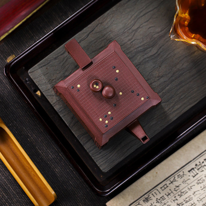 Buddha Stones Yixing, todo hecho a mano, Gomoku, juego de ajedrez, tetera cuadrada de Kung Fu de arcilla púrpura, 280ml