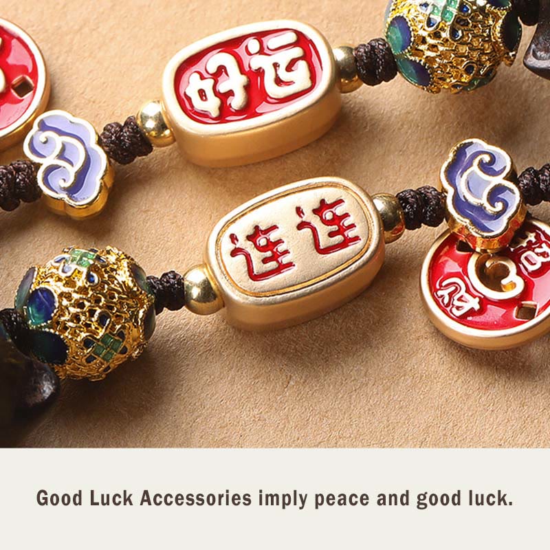 Buddha Stones de madera de ébano, gato de la suerte, nube propicia, llavero de paz, decoración colgante para teléfono - image 13
