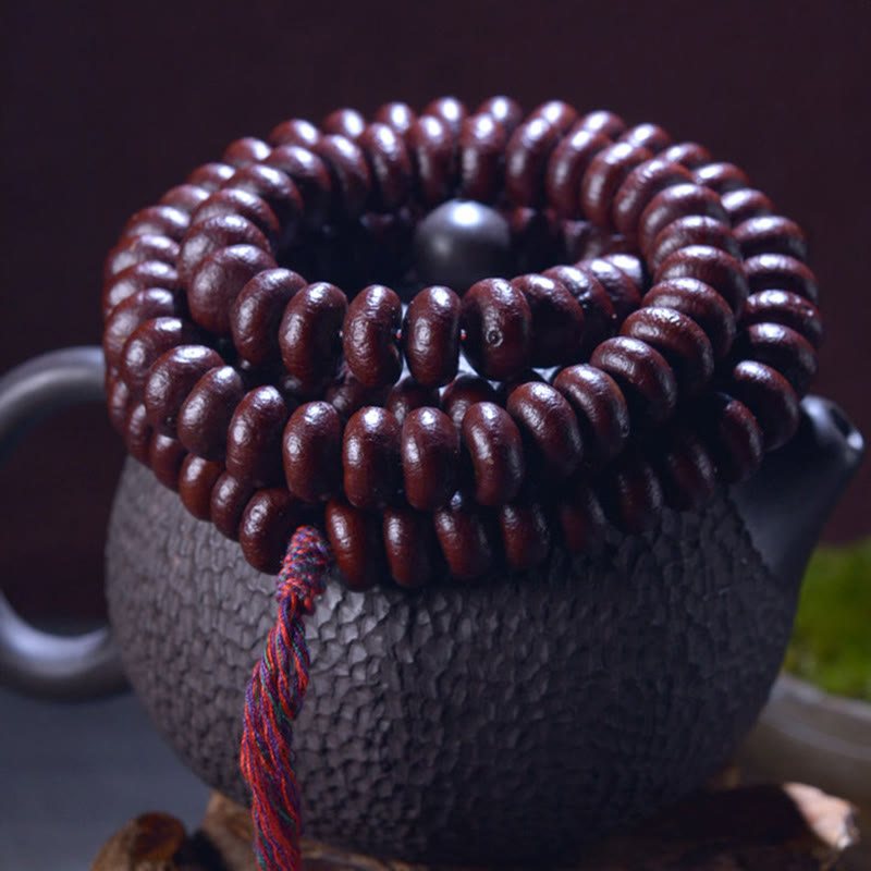 Pulsera de riqueza de semillas de Bodhi púrpura, 108 cuentas de Mala naturales del Tíbet, Buddha Stones
