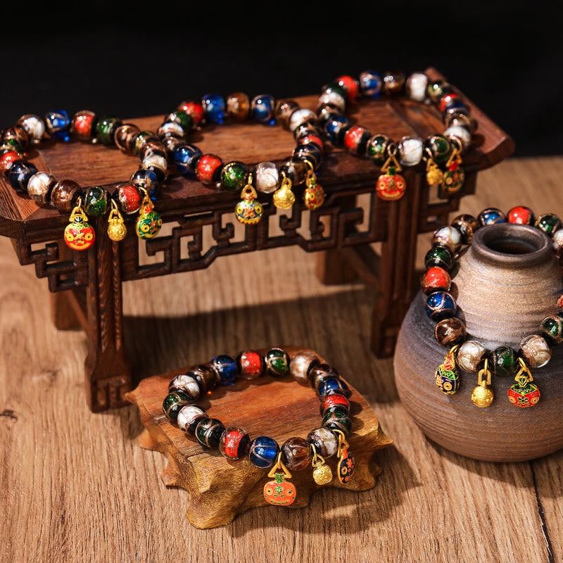 Pulsera de la suerte con cuentas de cristal Liuli, Buddha Stones, cinco elementos, oro, bestia tragadora, familia - image 0