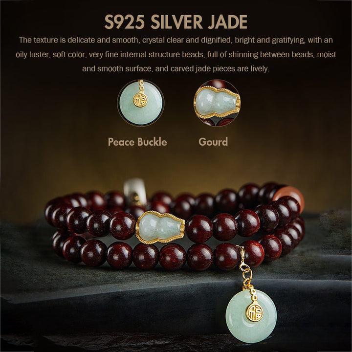 Buddha Stones Zodíaco Chino Buda Natal Hoja Pequeña Sándalo Rojo Jade Ágata Roja PiXiu Sooth Pulsera