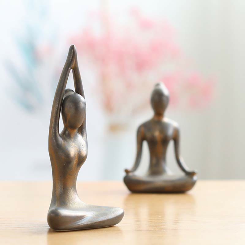 Decoración espiritual de la escultura de la estatuilla de la cerámica del ejercicio de la meditación del yoga abstracto