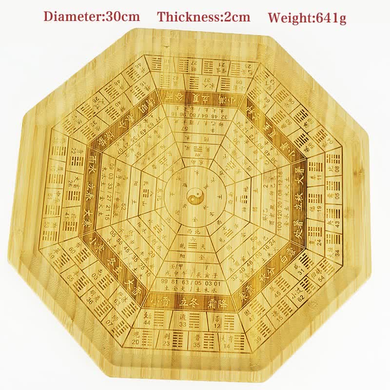Mapa de Bagua de Bambú Feng Shui Mapa de Energía de Armonía - Mapa Bagua de sesenta y cuatro trigramas de 30 cm - image 37
