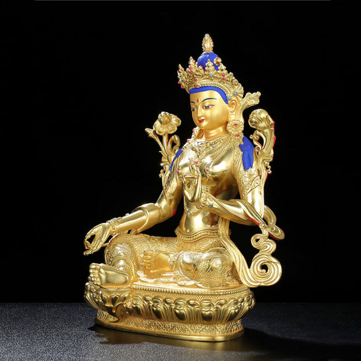 Chenrezig-Estatua chapada en oro y cobre con protección Avalokitesvara de cuatro brazos, decoración