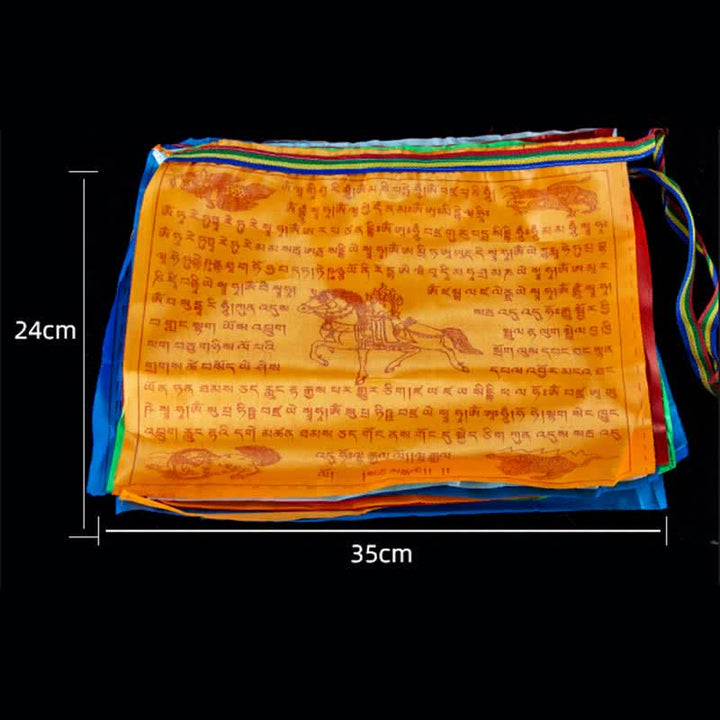 Bandera de oración tibetana de 5 colores con bendición de caballo de viento al aire libre, 20 unidades