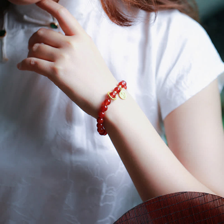 Pulsera de confianza con letras de bendición de ágata roja natural