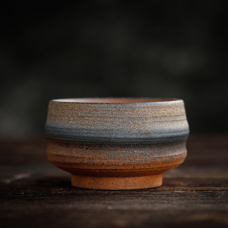 Taza de té de cerámica con textura de rayas marrones simples , Buddha Stones, tazón de taza de té de Kung Fu