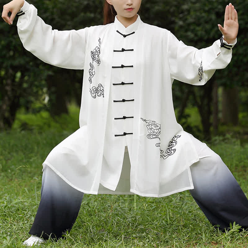 Conjunto de ropa para mujer con Buddha Stones, nubes auspiciosas, gradiente de meditación, oración, espiritualidad, zen, tai chi y qigong.