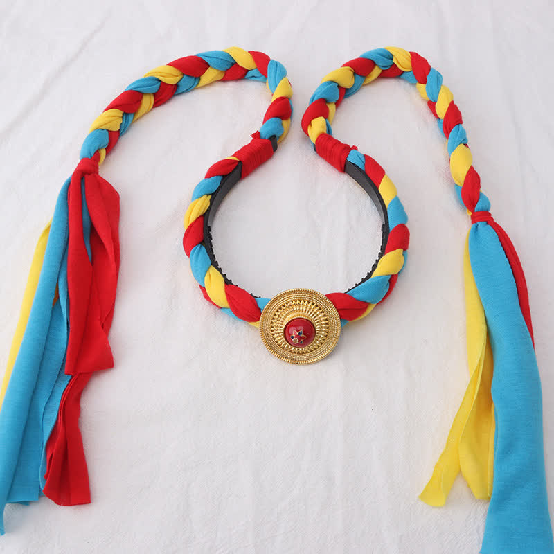 Accesorios para el cabello con cuentas de borlas coloridas tibetanas - Amarillo - Talón - image 13