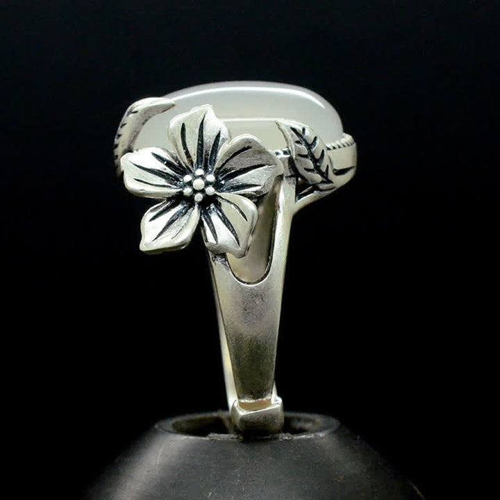 Anillo de armonía positiva de ciruela de calcedonia natural de plata de ley 990 - image 9