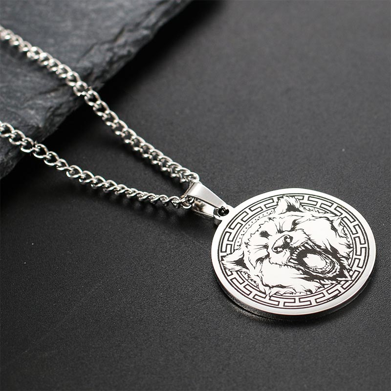 Colgante de protección de collar de cadena de acero de titanio animal con Buddha Stones