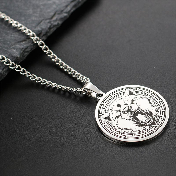 Colgante de protección de collar de cadena de acero de titanio animal con Buddha Stones