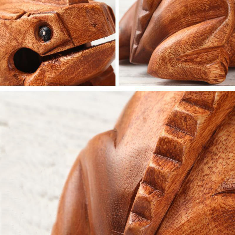 Buddha Stones hechas a mano FengShui, rana de la suerte y la riqueza, Mini rana croadora de madera, decoración Guiro
