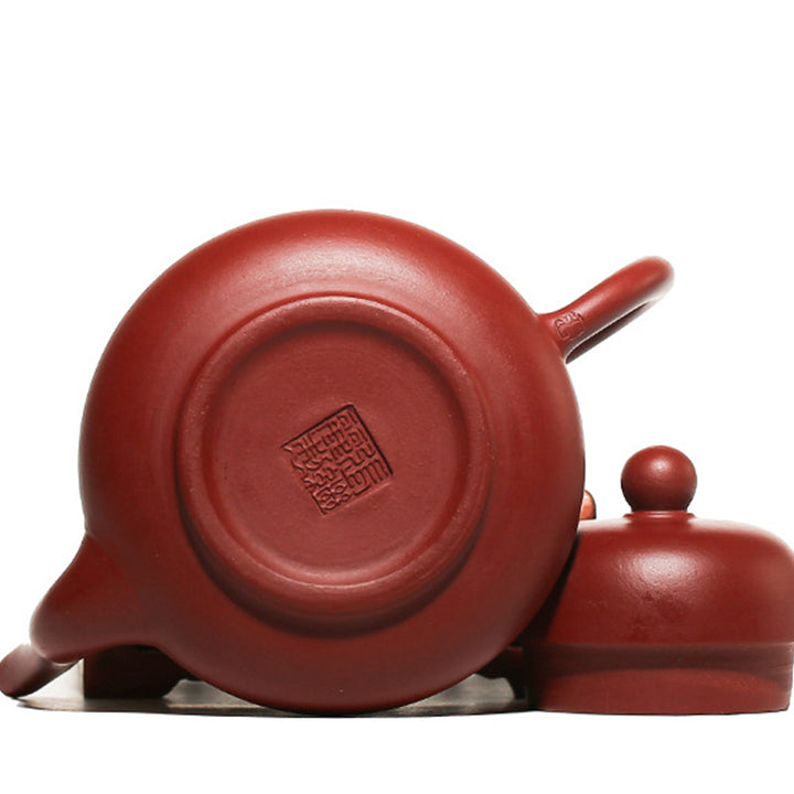 Tetera de kungfú de arcilla púrpura con flor de melocotón de bambú Vintage con Buddha Stones