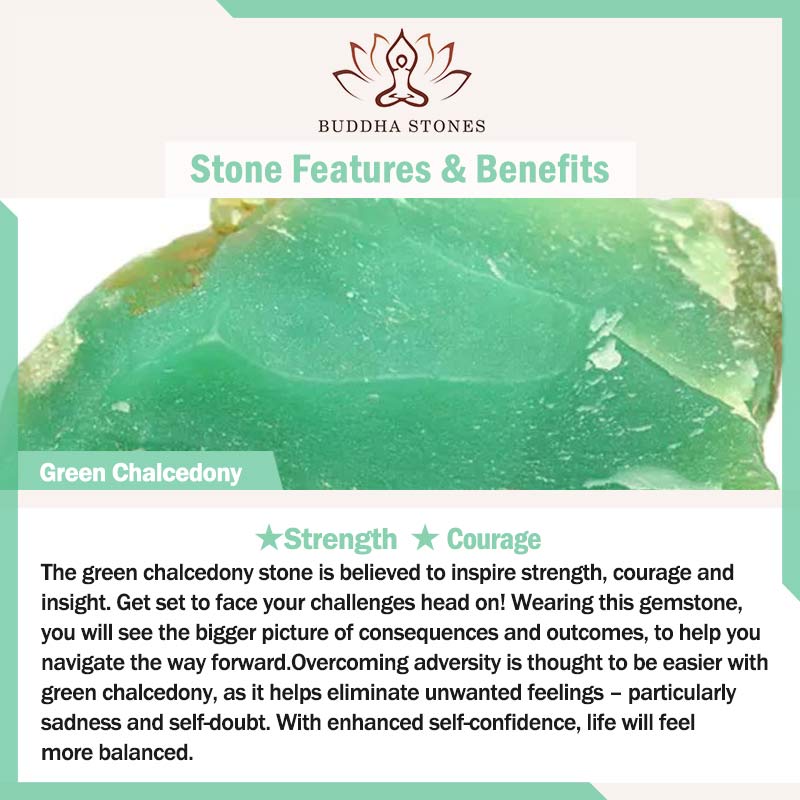 Pulsera de fuerza de valor de hoja de arce de calcedonia verde chapada en oro de 14 quilates con Buddha Stones