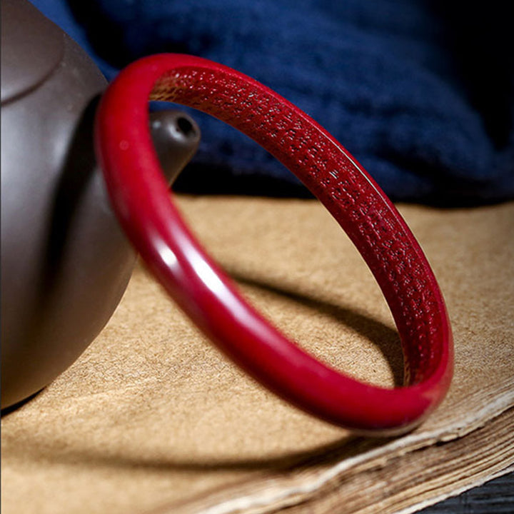 Pulsera de bendición con grabado de Sutra de corazón de cinabrio con Buddha Stones