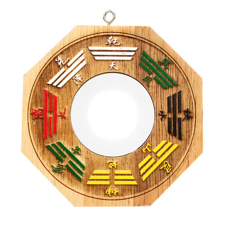 Espejo de mapa de energía de equilibrio de madera de melocotón con mapa de Bagua de Feng Shui - Espejo convexo con mapa Bagua - 10 cm - image 0