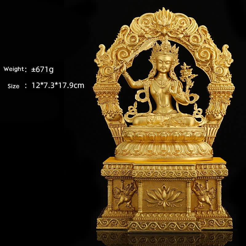 Figura de Buda medicinal Shakyamuni Amitabha, estatua de cobre de serenidad, decoración del hogar - Bodhisattva Manjushri de 10 cm y base - image 11