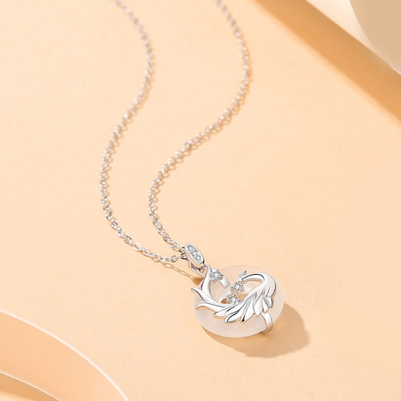 Buddha Stones Plata de Ley 925 Año del Dragón Ónix Negro Natural Calcedonia Dragón Fénix Paz Hebilla Collar Colgante - Calcedonia Fénix (Armonía positiva) - image 5