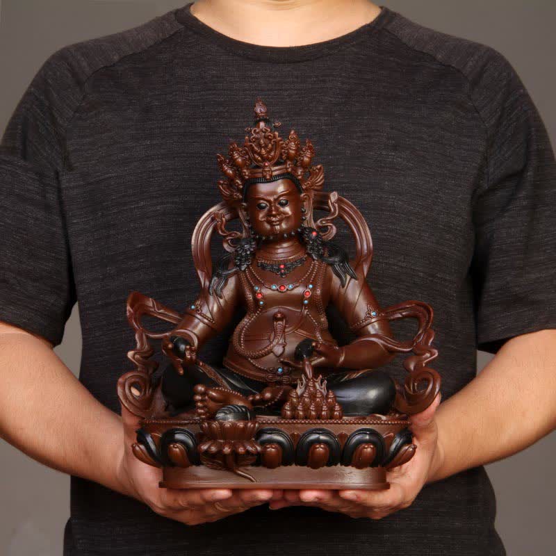 Estatuilla amarilla de Jambhala Bodhisattva, estatua de cobre de compasión, decoración para el hogar y la Oficina - image 3