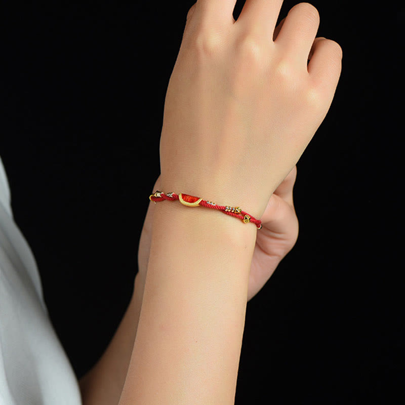 Pulsera de cuerda roja trenzada de la suerte con diseño de bolas de cinabrio hechas a mano con Buddha Stones