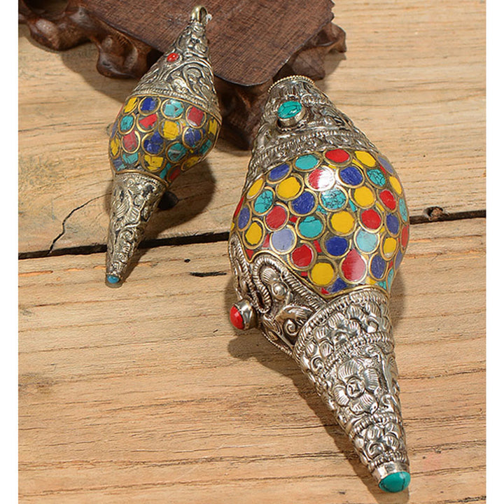 Concha tibetana hecha a mano Natural Shankha colorida concha marina riqueza decoración del hogar - image 1