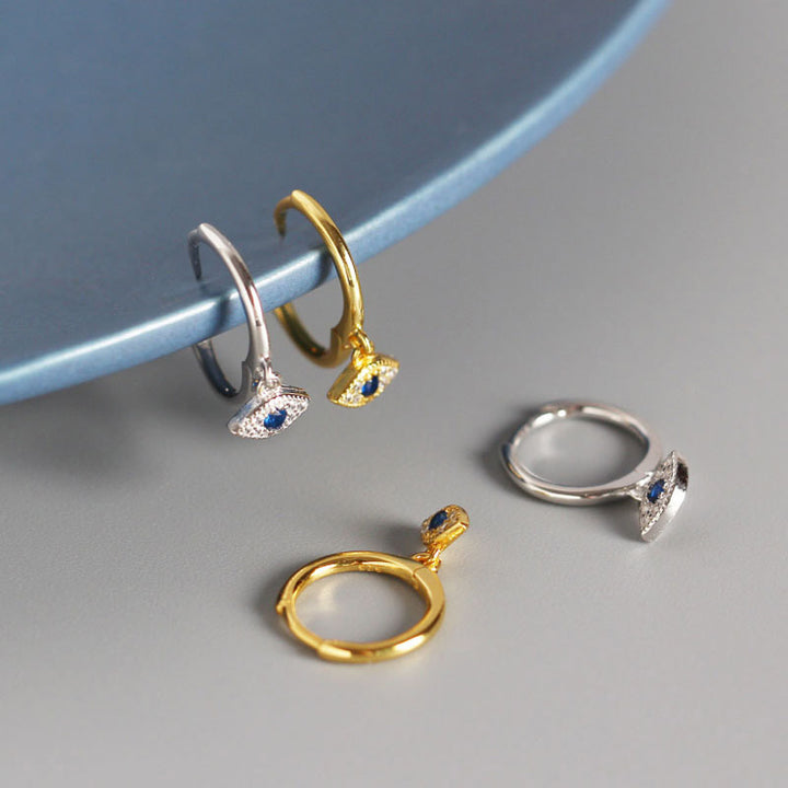 Pendientes de plata de ley 925 con Buddha Stones , protección contra el mal de ojo