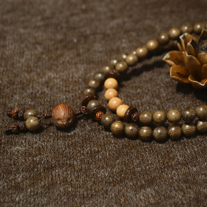 Pulsera Mala con dije de protección de sándalo tibetano