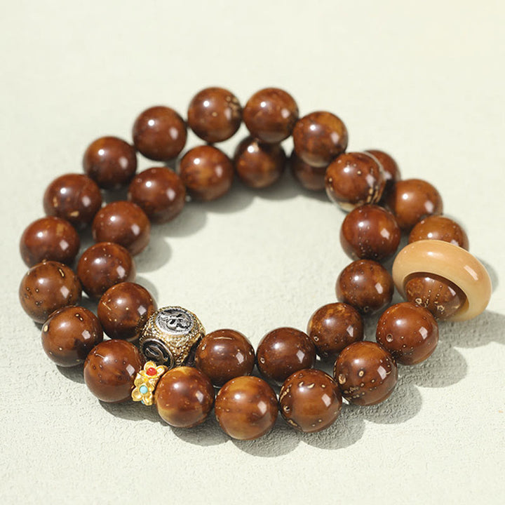 Pulsera de doble envoltura con Buddha Stones tibetanas, oro púrpura Natural, rata, Bodhi, semilla, riqueza