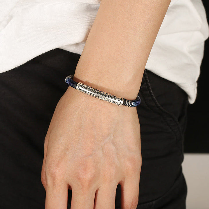 Pulsera trenzada hecha a mano con Buddha Stones de plata de ley 999 con forma de corazón Sutra Calm