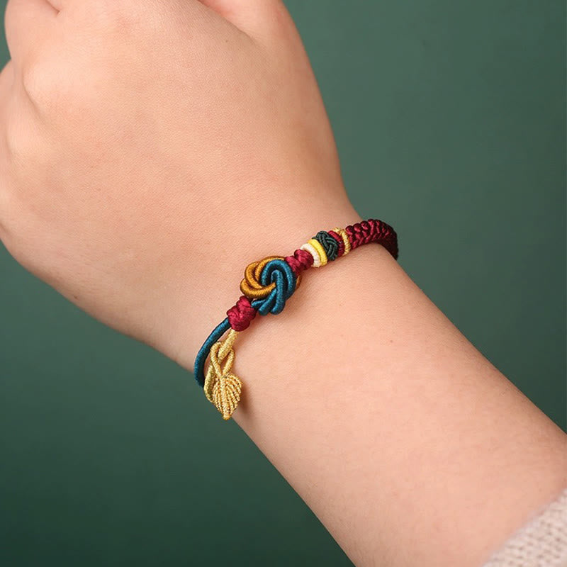 Pulsera de cuerda de la suerte con nudo de mandala hecha a mano tibetana con Buddha Stones - image 8