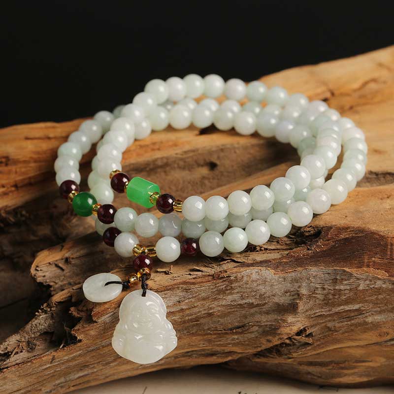Pulsera de la abundancia de Buddha Stones Pixiu de jade natural con piedras de Buda