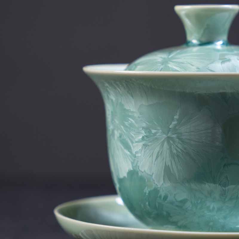 Taza de té de cerámica esmaltada tradicional Gaiwan Sancai con Buddha Stones , taza de té y platillo de Kung Fu con tapa, 180ml