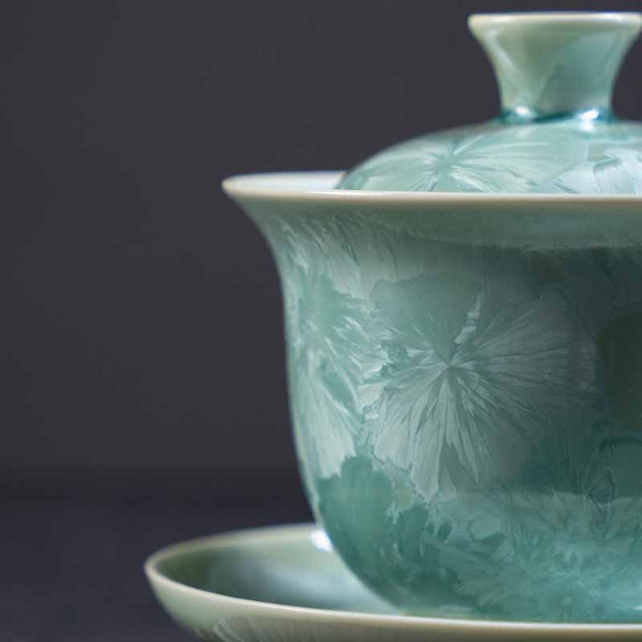 Taza de té de cerámica esmaltada tradicional Gaiwan Sancai con Buddha Stones , taza de té y platillo de Kung Fu con tapa, 180ml